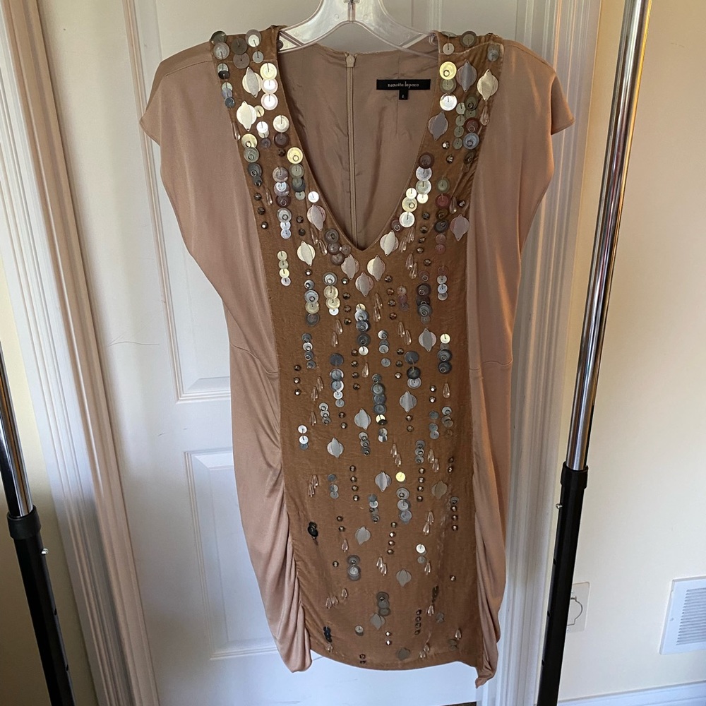Nanette Lepore silk and velvet dress with beautiful embellishments Size 8